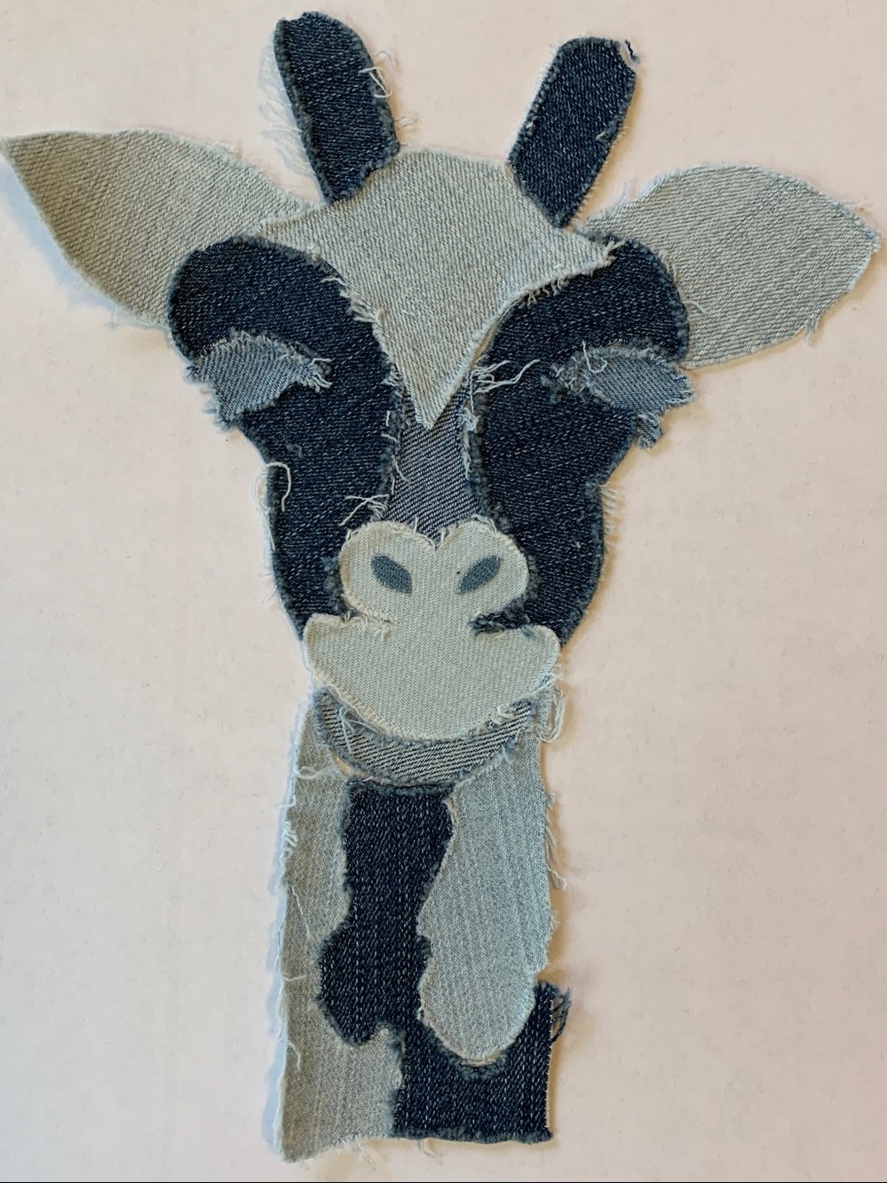Giraffe Patchwork Hand Cut Handmade Denim Design Iron-On For Shirts, Canvas Bags